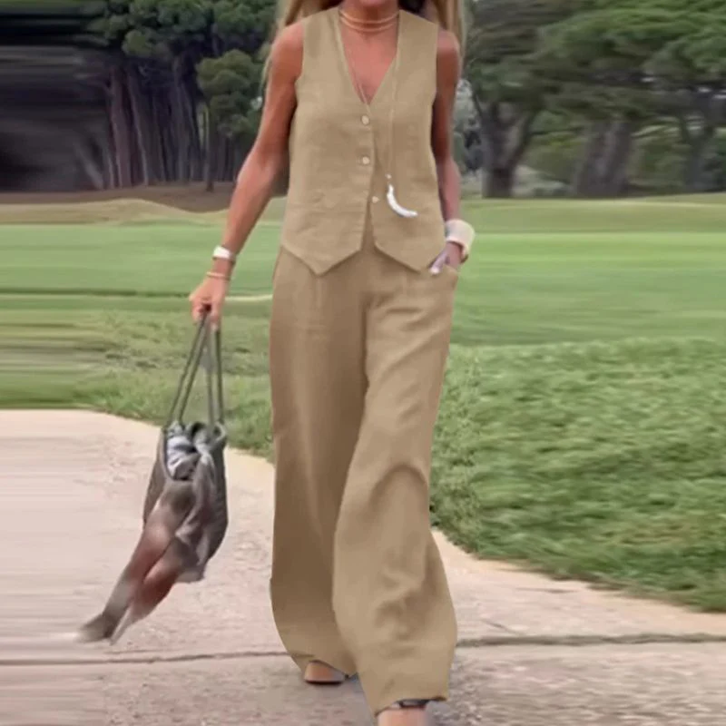 Alessia™ Conjunto de dos piezas de chaleco y pantalones de pierna ancha - Image 4