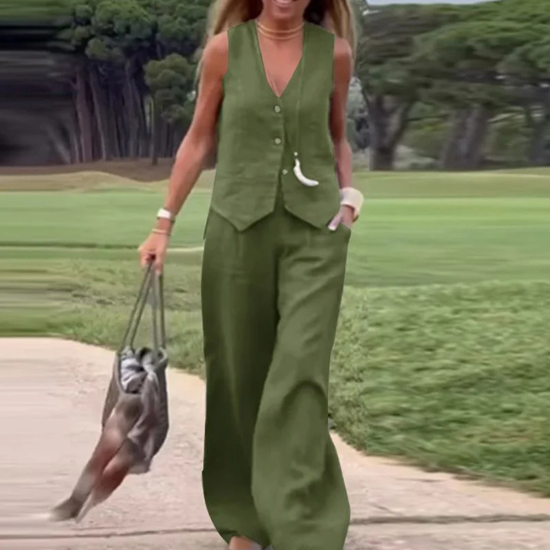 Alessia™ Conjunto de dos piezas de chaleco y pantalones de pierna ancha - Image 6