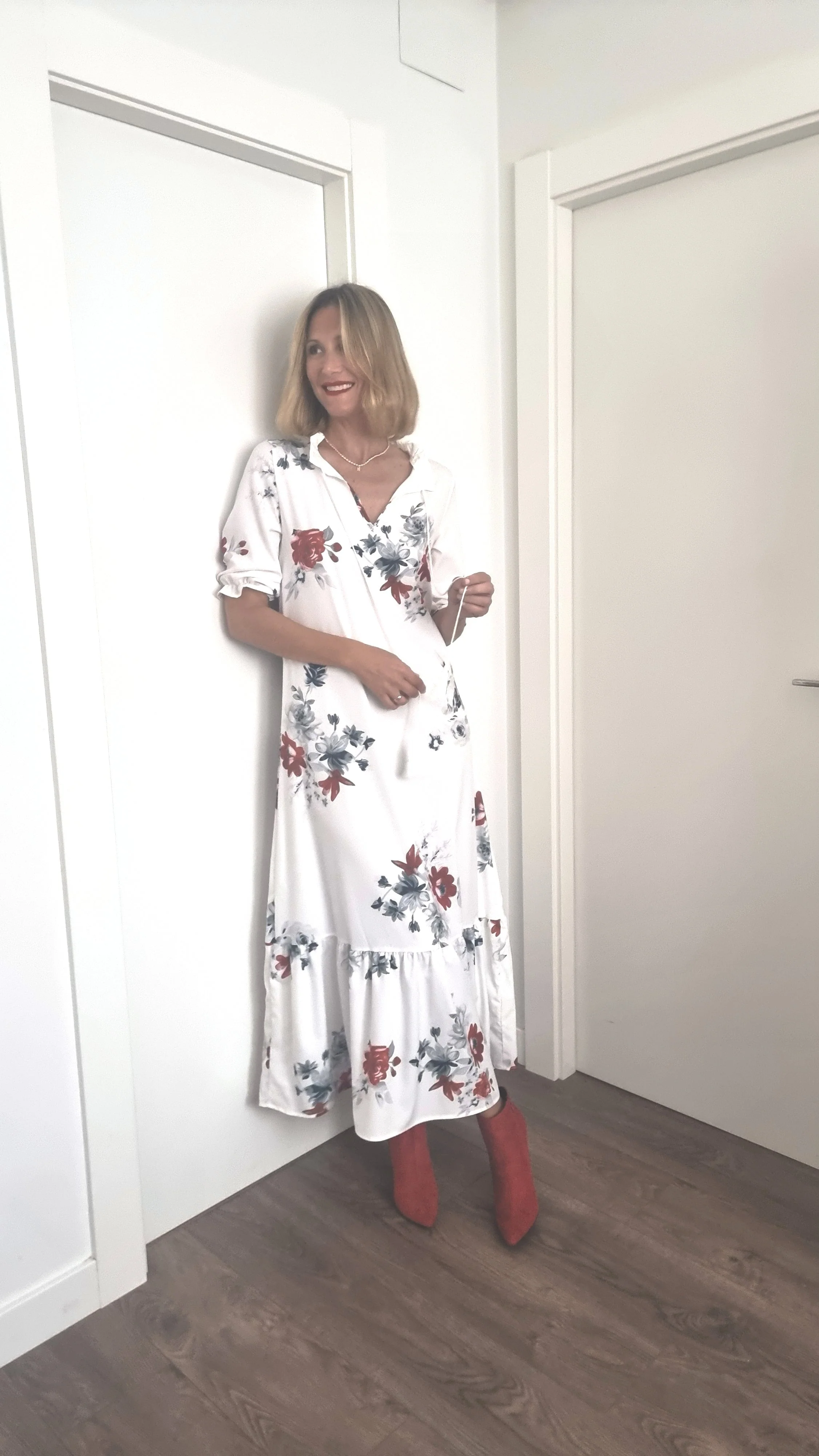 Dúnia™ VESTIDO LARGO CON ESTAMPADO Y VOLANTES - Image 4